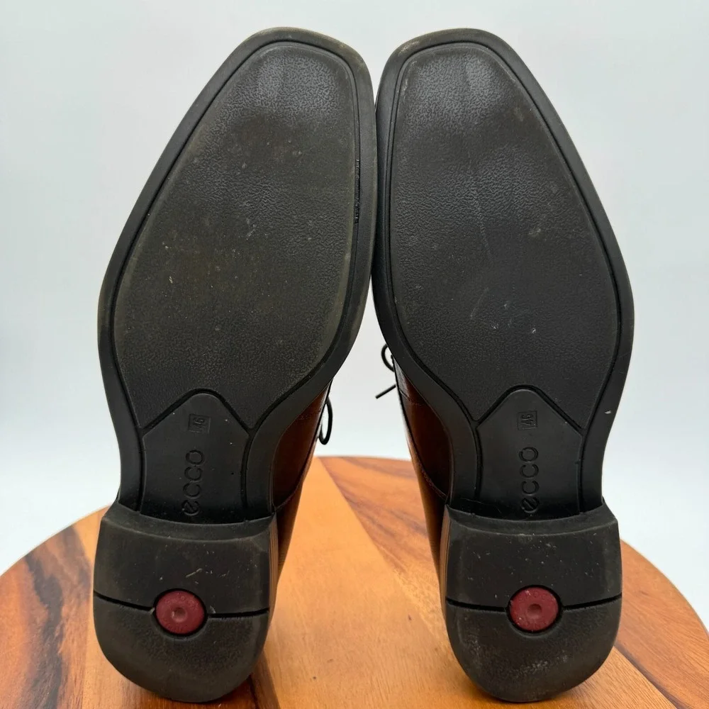 Ecco Shoes Mens 12 EU 46 Vitrus‎ Oxfords Dress Plain Toe Brown Leather Casual
